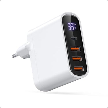 33W USB C Cargador, 4 Puertos Cargador Rápido, Cargador de Pared Adaptador de Corriente Tipo C, Cargador Multiple compatible con iPhone 15/15Pro/15 Pro Max/14/13/12,Samsung Galaxy S23/S22,Google Pixel